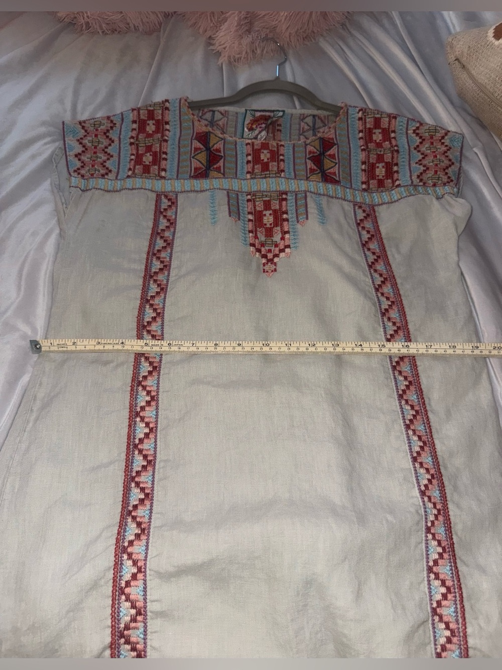 Johnny Was Ezra 100% Linen Embroidered Shift Tunic Dress Small Boho - Picture 4 of 7
